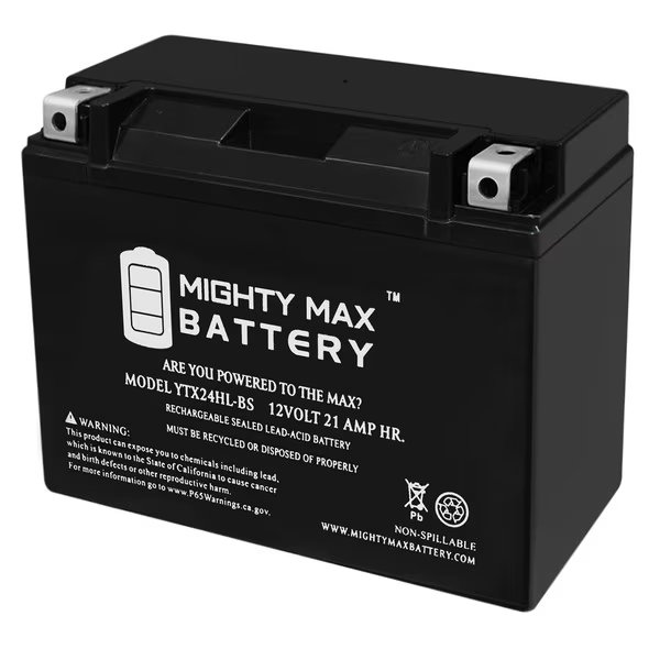 YTX24HL-BS 12V 21AH Battery for Suzuki GV1400GC, D, T Cavalcade 86-88, Mighty Max Battery, Mfr#: YTX24HL-BS14
